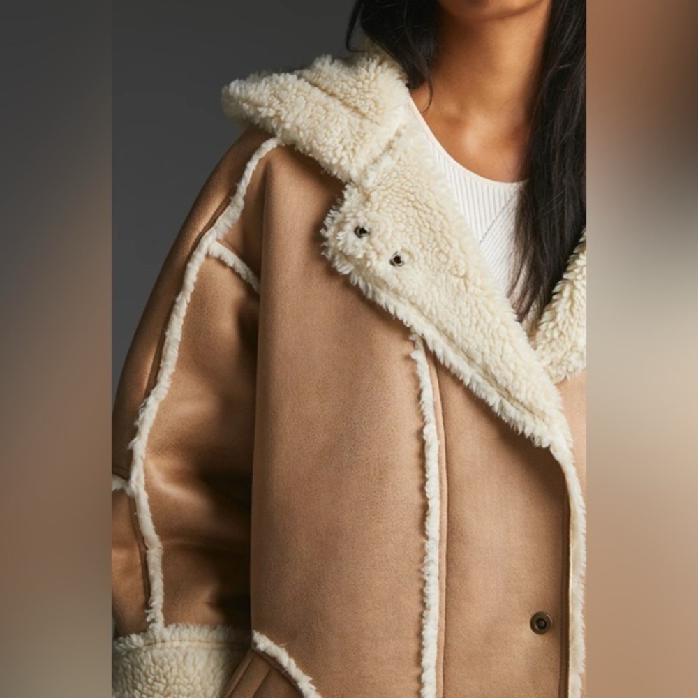 ANTHROPOLOGIE Pilcro Reversible Sherpa Coat - Picture 3 of 11